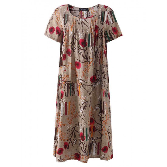 Plus Size Floral Printed Loose Dresses Short Sleeve Ruffled Pockets Casual Dress for Women Plus Size Floral Printed Loose Dresses Short Sleeve Ruffled Pockets Casual Dress for Women