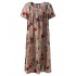 Plus Size Floral Printed Loose Dresses Short Sleeve Ruffled Pockets Casual Dress for Women