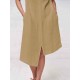 Plus Size Irregular Short Sleeve Solid Color Vintage Dress