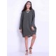 Plus Size Loose Women Dresses Pocket Long Sleeve O-neck Dress