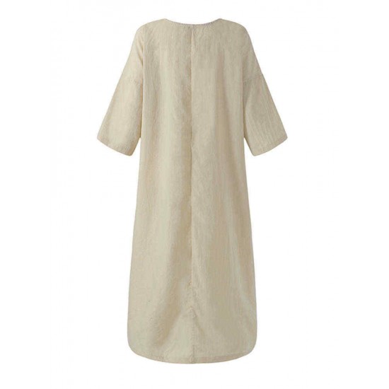 Plus Size M-5XL Casual A-line Three Quarter Sleeve Maxi Dress Plus Size M-5XL Casual A-line Three Quarter Sleeve Maxi Dress