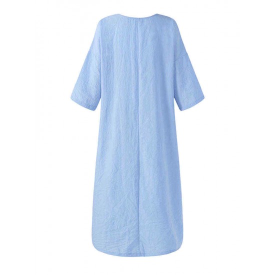 Plus Size M-5XL Casual A-line Three Quarter Sleeve Maxi Dress Plus Size M-5XL Casual A-line Three Quarter Sleeve Maxi Dress