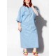 Plus Size M-5XL Casual A-line Three Quarter Sleeve Maxi Dress Plus Size M-5XL Casual A-line Three Quarter Sleeve Maxi Dress