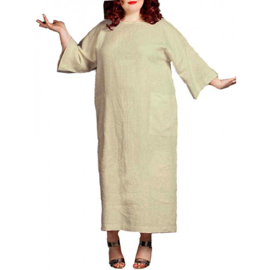 Plus Size M-5XL Casual A-line Three Quarter Sleeve Maxi Dress Plus Size M-5XL Casual A-line Three Quarter Sleeve Maxi Dress