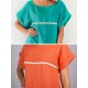 Plus Size O-neck Short Sleeve Women Dress with Pockets