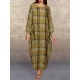 Plus Size Plaid Long Sleeve Casual Dress with Pockets