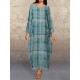 Plus Size Plaid Long Sleeve Casual Dress with Pockets