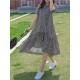 Plus Size Plaid Print Crew Neck Women Casual Dress