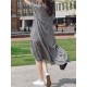 Plus Size Plaid Print Crew Neck Women Casual Dress