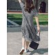 Plus Size Plaid Print Crew Neck Women Casual Dress