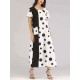 Plus Size Polka Dot Patchwork Short Sleeve Pocket Dress