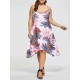 Plus Size S-5XL Casual Women Loose Floral Print Irregular Hem Strap Dress