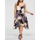 Plus Size S-5XL Casual Women Loose Floral Print Irregular Hem Strap Dress