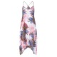 Plus Size S-5XL Casual Women Loose Floral Print Irregular Hem Strap Dress