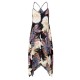 Plus Size S-5XL Casual Women Loose Floral Print Irregular Hem Strap Dress