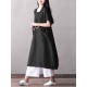 Plus Size Short Sleeve Solid Color Pockets Women Dress