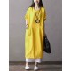 Plus Size Short Sleeve Solid Color Pockets Women Dress