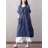 Plus Size Short Sleeve Solid Color Pockets Women Dress