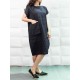 Plus Size Solid Color Crew Neck Short Sleeve Baggy Cotton Dress