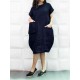 Plus Size Solid Color Crew Neck Short Sleeve Baggy Cotton Dress