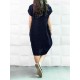 Plus Size Solid Color Crew Neck Short Sleeve Baggy Cotton Dress