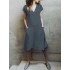 Plus Size Solid Color V-neck Short Sleeve Irregular Hem Dress