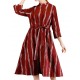 Plus Size Stripe Crew Neck Long Sleeve Women Cotton Dress