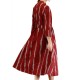 Plus Size Stripe Crew Neck Long Sleeve Women Cotton Dress