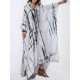 Plus Size Trendy Printed V-neck Batwing Sleeve Kaftan Maxi Dress