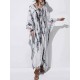 Plus Size Trendy Printed V-neck Batwing Sleeve Kaftan Maxi Dress