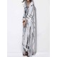 Plus Size Trendy Printed V-neck Batwing Sleeve Kaftan Maxi Dress