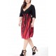 Plus Size V-neck Elastic Waist Patchwork Printed Dress