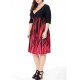 Plus Size V-neck Elastic Waist Patchwork Printed Dress