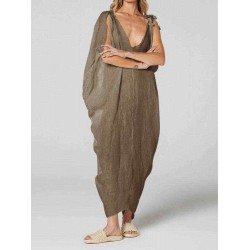 Plus Size V-neck Holiday Women Kaftan Baggy Dress