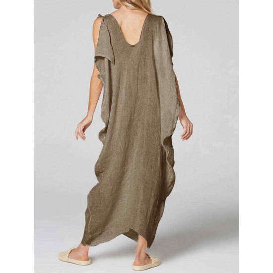 Plus Size V-neck Holiday Women Kaftan Baggy Dress