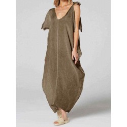 Plus Size V-neck Holiday Women Kaftan Baggy Dress