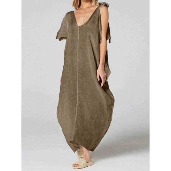 Plus Size V-neck Holiday Women Kaftan Baggy Dress