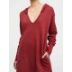 Plus Size V-neck Long Sleeve Side Split Hooded Sweatshirt Dress for Women