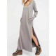 Plus Size V-neck Long Sleeve Side Split Hooded Sweatshirt Dress for Women