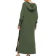 Plus Size V-neck Long Sleeve Side Split Hooded Sweatshirt Dress for Women