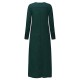 Plus Size V-neck Long Sleeve Solid Color Side Split Maxi Dress