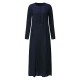 Plus Size V-neck Long Sleeve Solid Color Side Split Maxi Dress