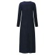 Plus Size V-neck Long Sleeve Solid Color Side Split Maxi Dress