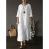 Plus Size Vintage Cotton V-neck Maxi Dress for Women