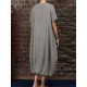 Plus Size Vintage Crew Neck Short Sleeve Baggy Dress