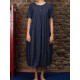 Plus Size Vintage Crew Neck Short Sleeve Baggy Dress