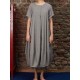 Plus Size Vintage Crew Neck Short Sleeve Baggy Dress