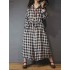 Plus Size Vintage Plaid Long Sleeve Pockets Shirt Dress for Women