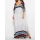 Plus Size Women Bohemian V-neck Batwing Sleeve Maxi Dress