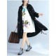 Plus Size Women Casual Cardigan Loose Long Sleeve Embroidery Dress